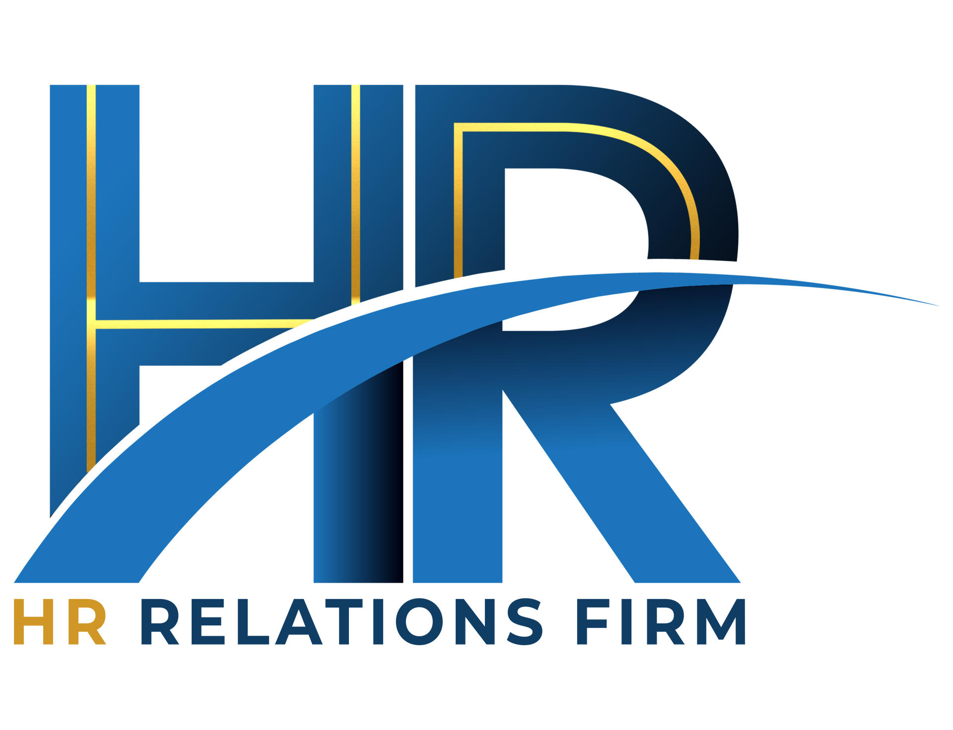 the logo for hr relations firm is blue and yellow .