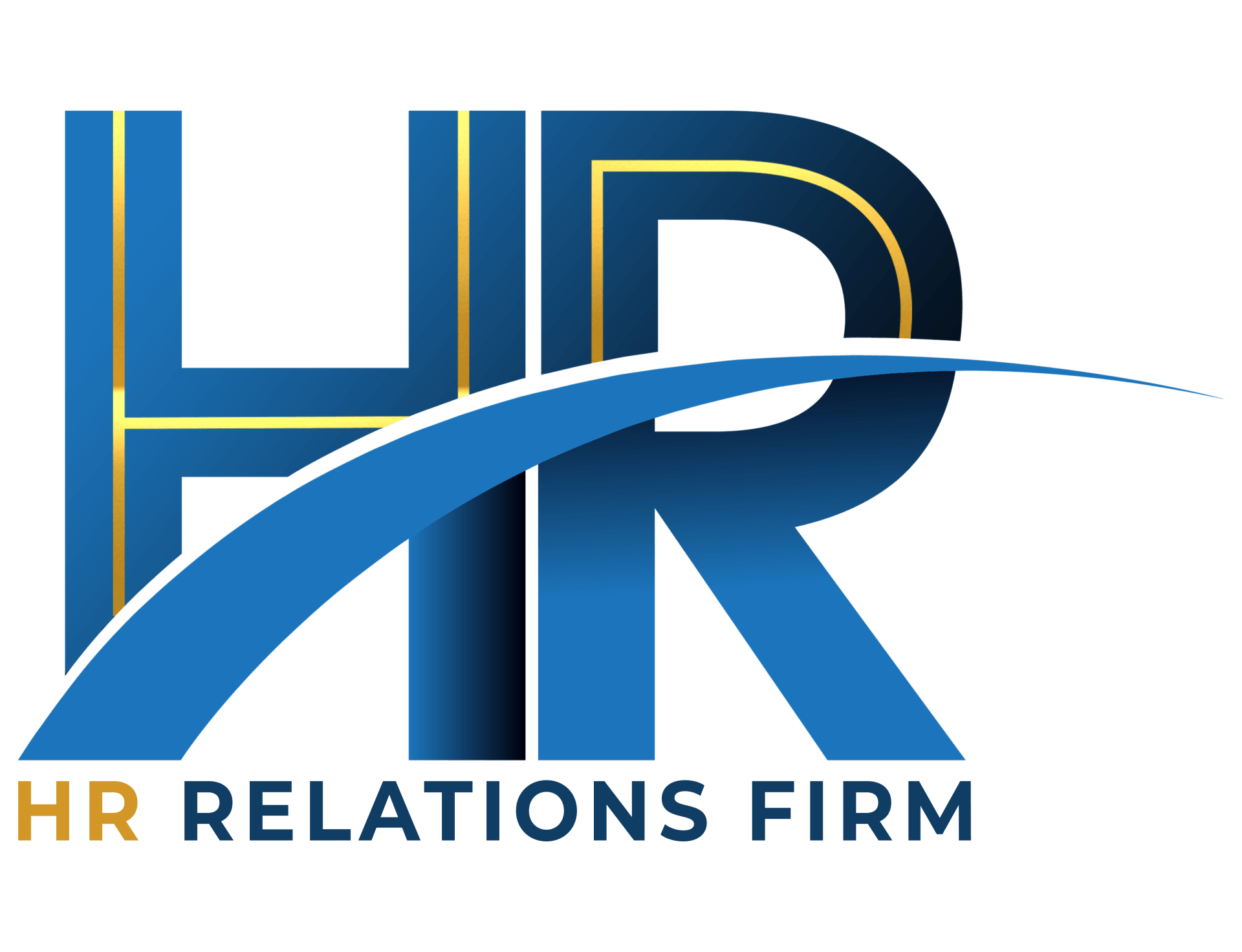 the logo for hr relations firm is blue and yellow .