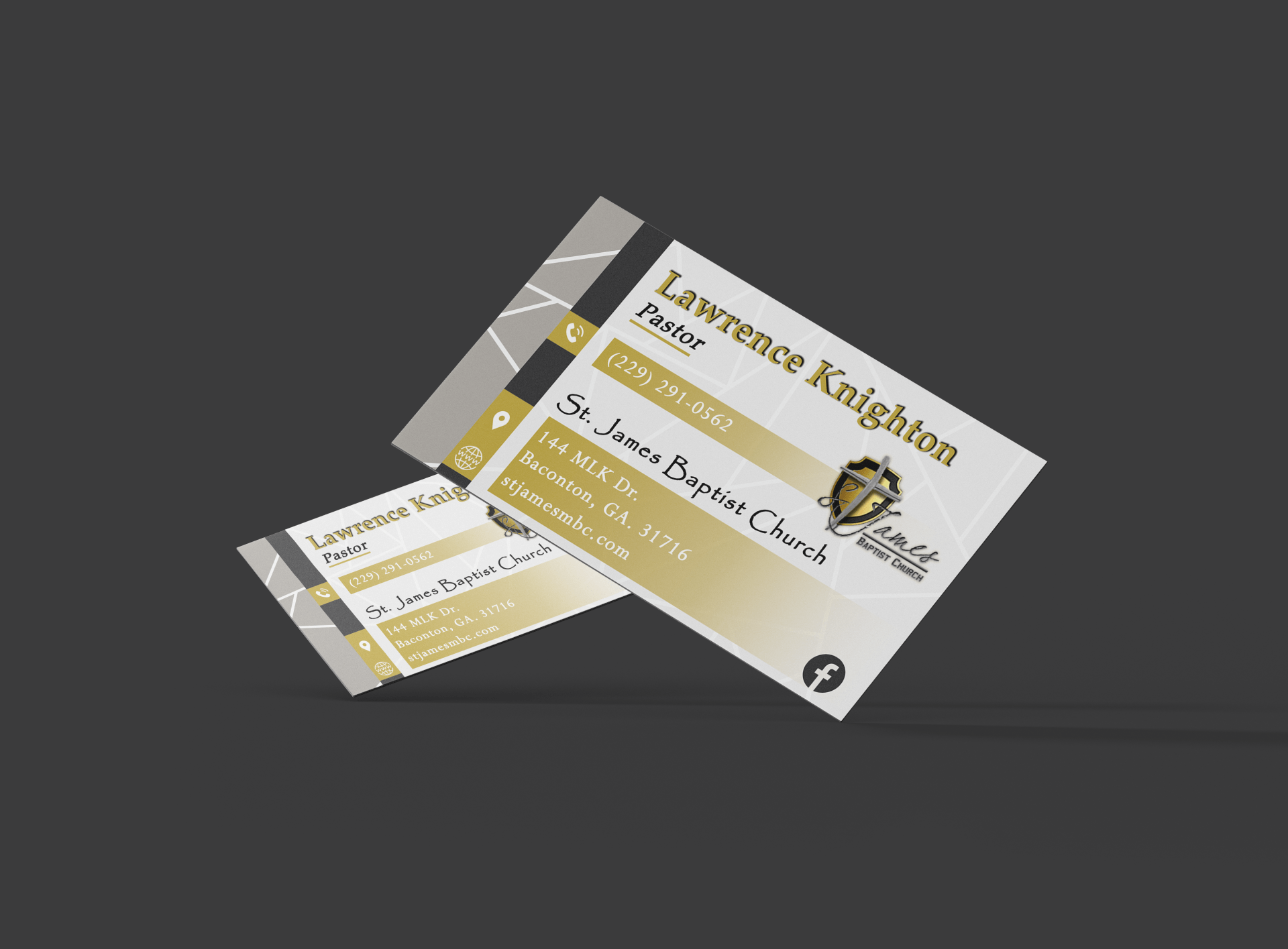 two business cards with the name lawrence knighton on them