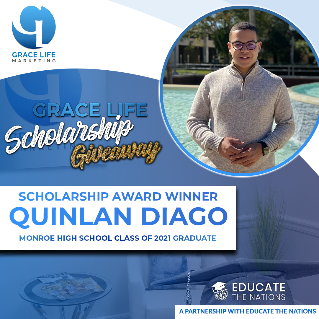 quinlan diago is the winner of the grace life scholarship giveaway