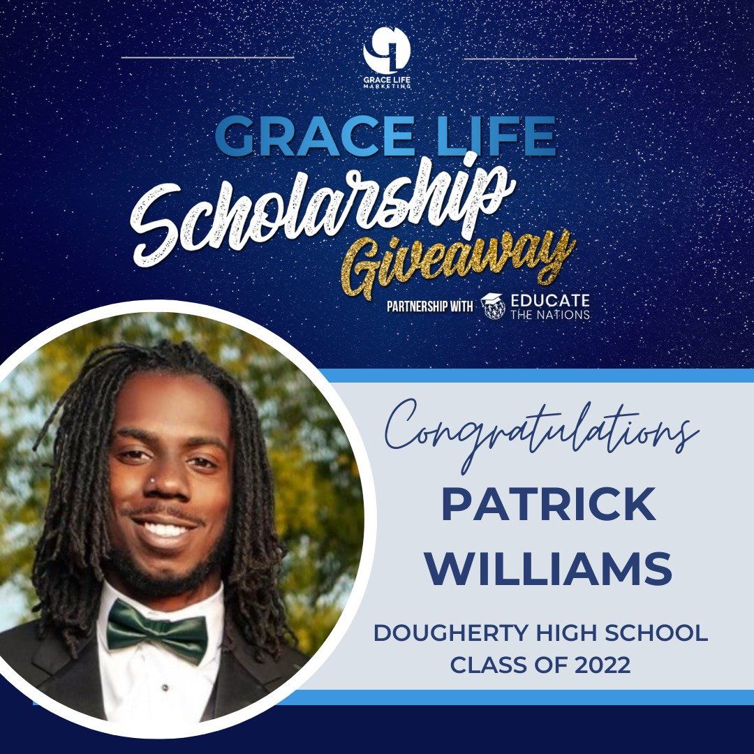 a man in a tuxedo and bow tie is on a grace life scholarship giveaway poster .