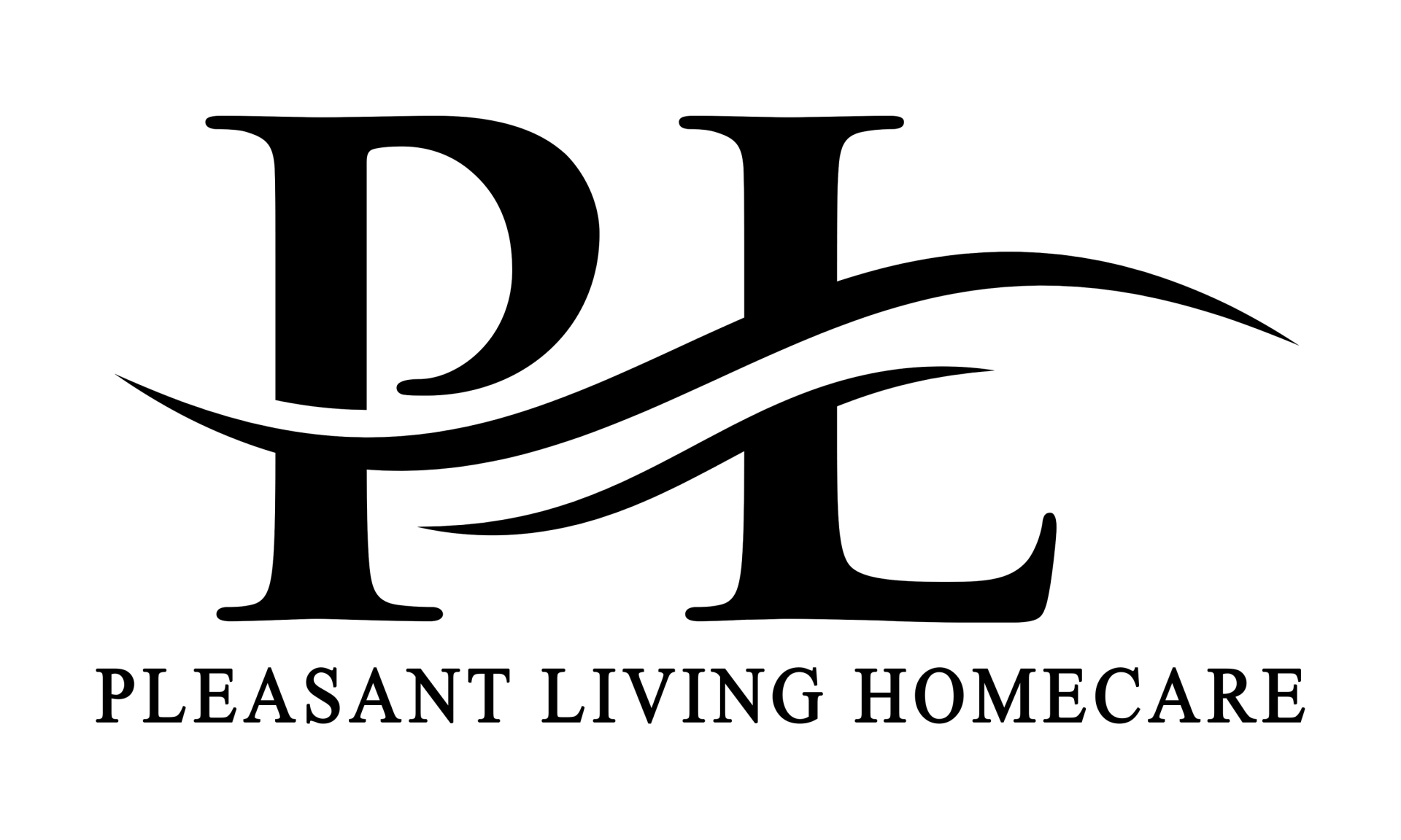 a black and white logo for pleasant living homecare .