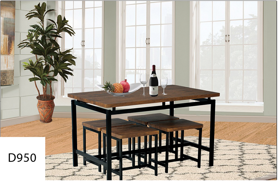 A dining room table with a bottle of wine on it