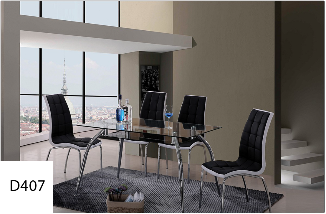 A picture of a dining room set with the number d407
