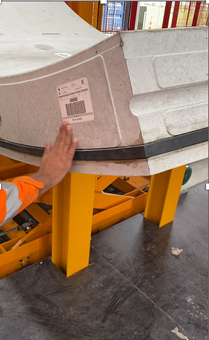 Barcode identification label applied directly to a concrete tunnel segment