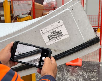 Mobile device used to photograph the gasket on a tunnel segment