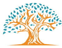 A tree with blue leaves on a white background.
