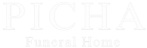 Picha Funeral Home logo in light gray text on a white background