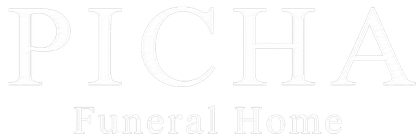 Picha Funeral Home logo in pale gray text on a white background