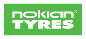 Le logo des pneus Nokia est vert et blanc.