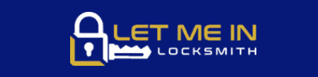 A logo for a locksmith company called let me in