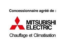 Mitsubishi Electric logo: red diamonds, black text