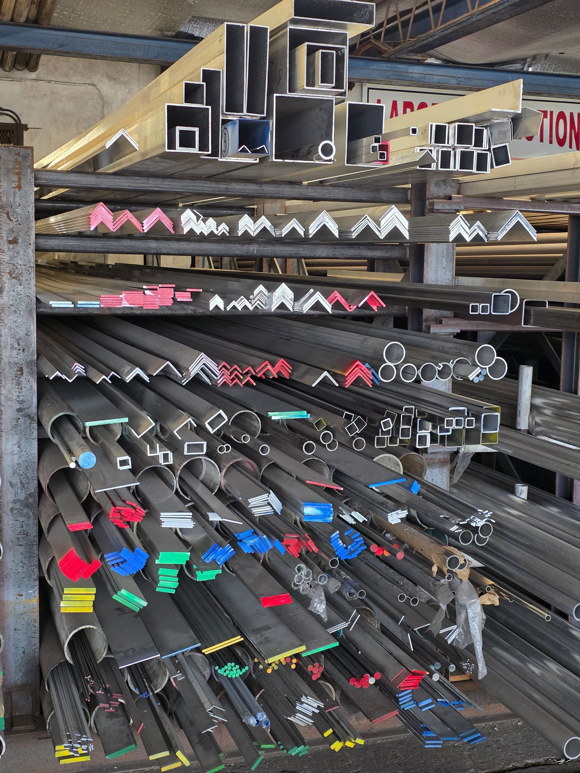 A warehouse filled with lots of different types of metal