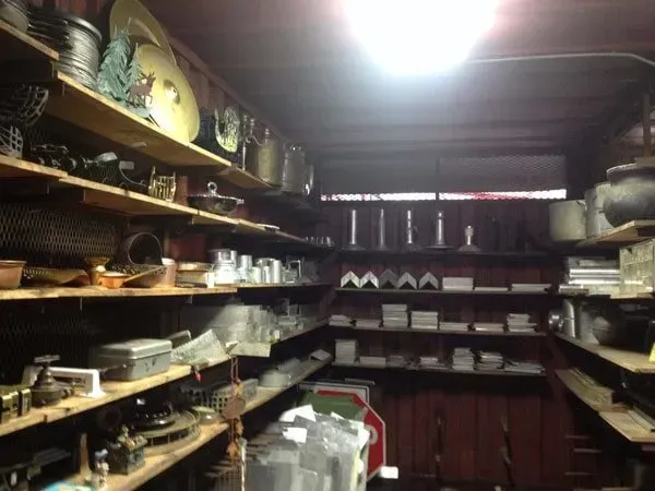 A room filled with pans.