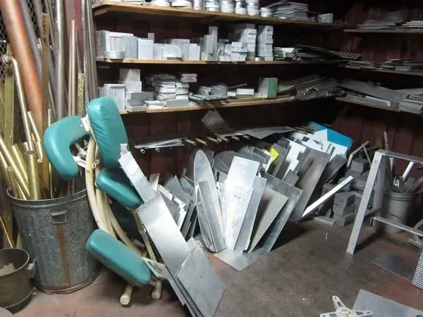 A room filled with scrap metals.