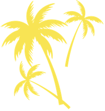 Yellow palm trees on white background.