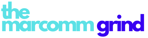 The logo for the marcomm grind hustle , create , optimize , repeat.