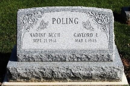 Gray gravestone engraved “POLING” with two names and dates in a cemetery
