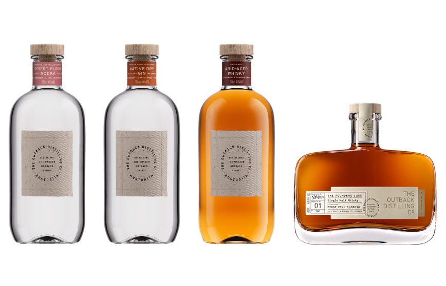 The Outback Distilling Co. whisky and gin collection including Arid-Aged Whisky, Native Dry Gin and Pioneers Collection - The Founders Cask