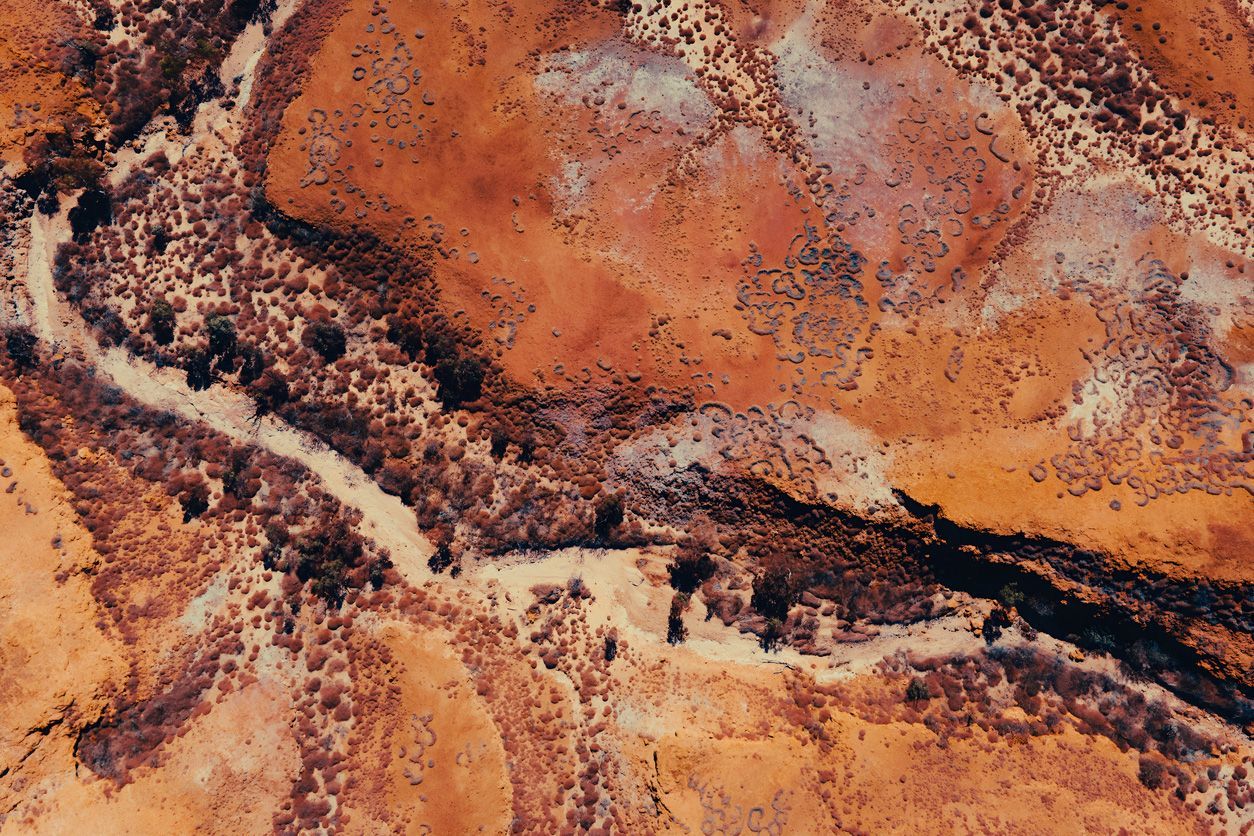 Aerial view of the Western Queensland landscape where Outback Distilling Co. matures its whisky.