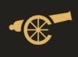 Gold cannon icon on a black background