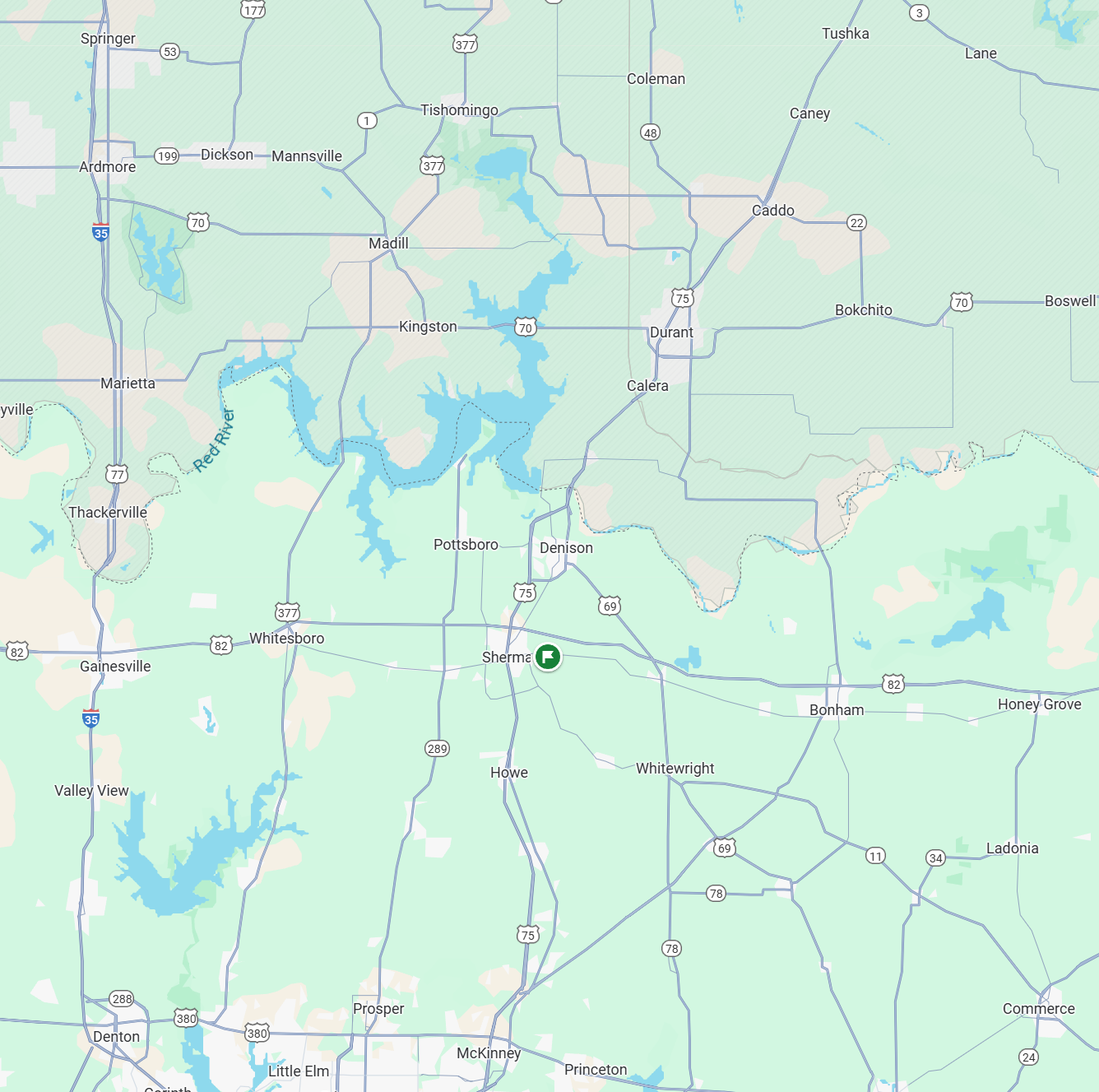 GM Area Of Service Map - Texas