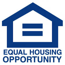 Blue Equal Housing Opportunity logo with a house and equal sign