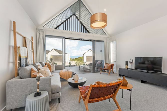 Stylish lounge at Qestral village home