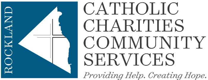 The logo for catholic charities community services provides help creating hope
