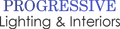 Progressive Lighting & Interiors logo in blue and black text