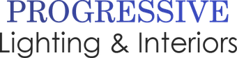 Progressive Lighting & Interiors logo in blue and black text