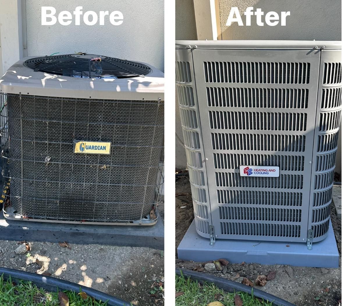 Tip of the Spear HVAC | a before and after picture of an air conditioner