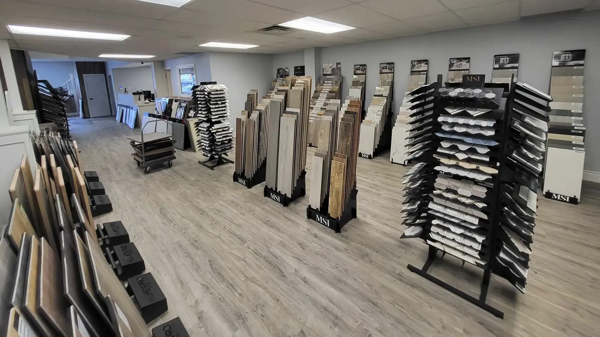 A large room filled with lots of different types of flooring