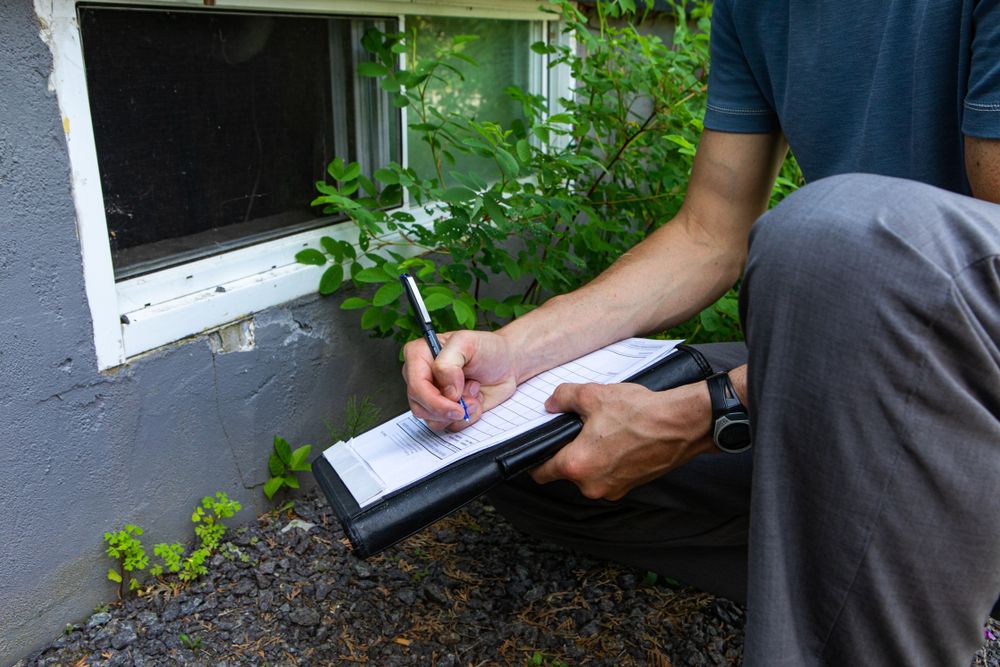 A Man is Writing on a Clipboard in Front of a Window — Barling Constructions in Casino, NSW