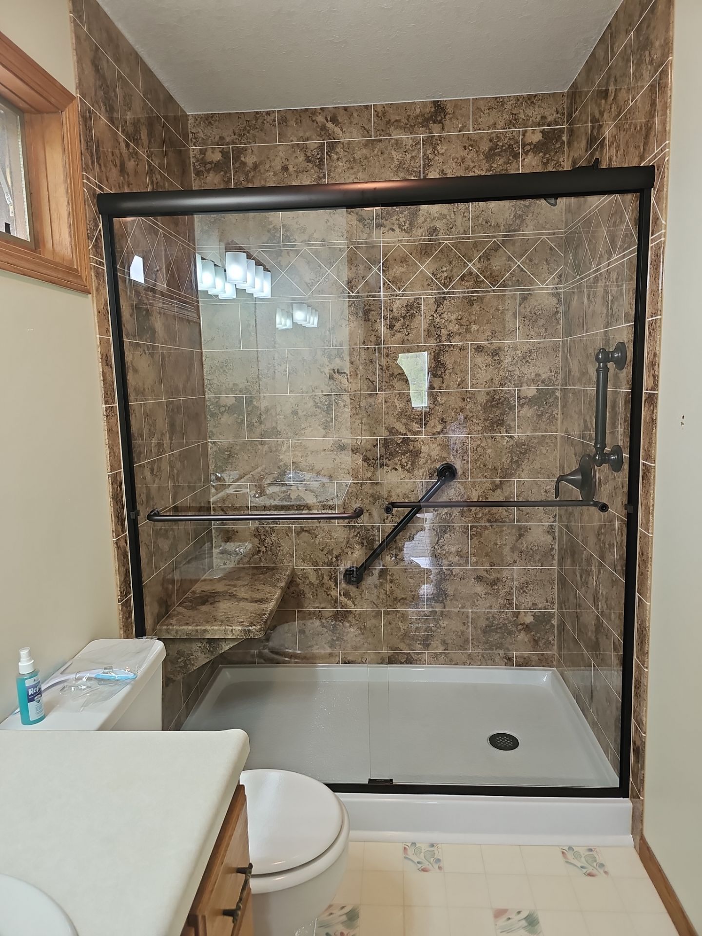 Newly remodeled, accessible walk-in shower
