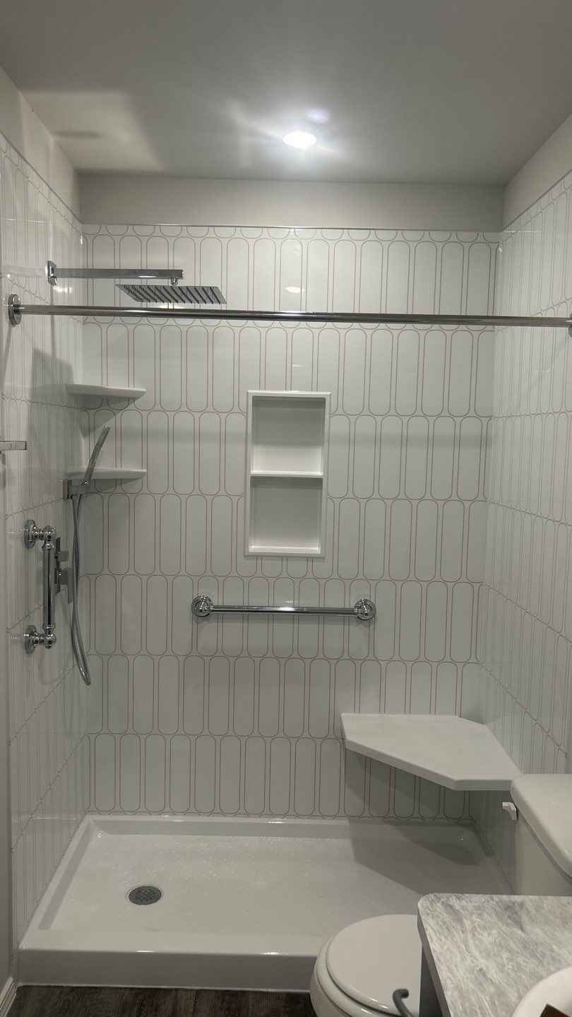 A newly remodeled bathroom shower