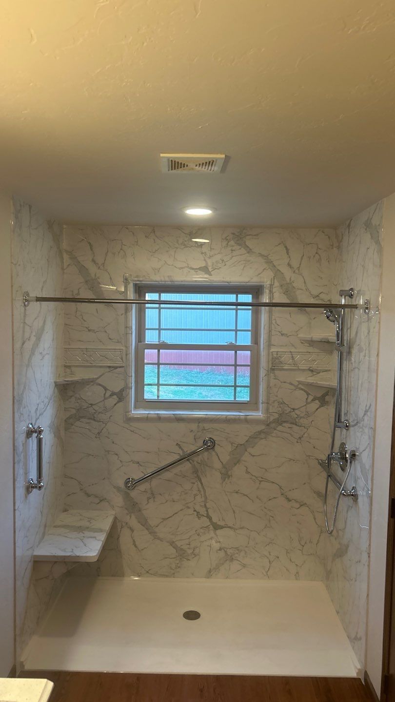 Newly remodeled, accessible walk-in shower