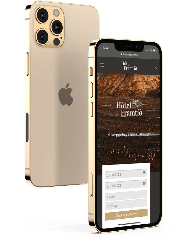 A gold iphone 12 pro on a white background.