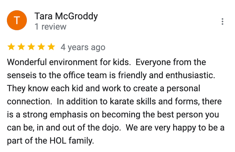 A review from tara mcgroddy shows that the environment for kids is friendly and enthusiastic.