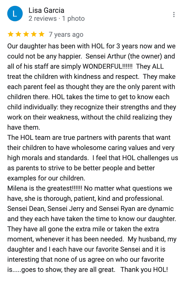 A screenshot of a review on a google review page.