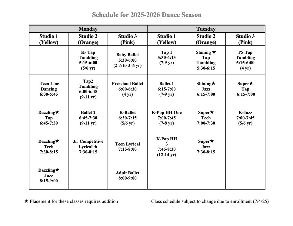 Schedule