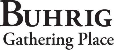 Buhrig Gathering Place logo in black text on a white background