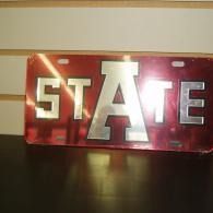Red sign with bold white letters spelling “STATE” and a large red “A” in the center.