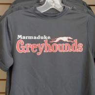 Gray T-shirt with “Marmaduke Greyhounds” logo and a greyhound graphic