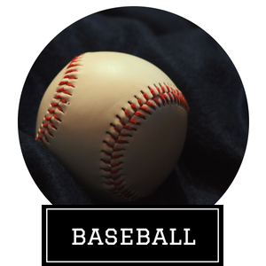 Baseball on dark background with the word “BASEBALL” underneath