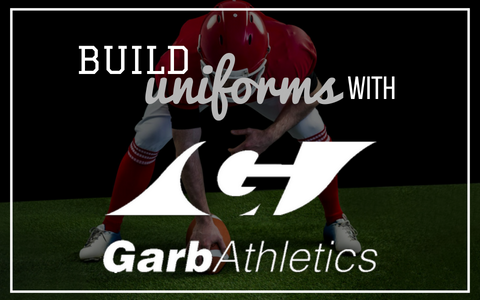 Garb Athletics ad with football player and text: “Build uniforms with Garb Athletics”