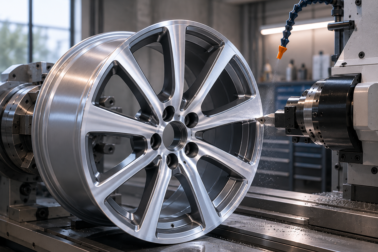 Precision diamond cut wheel machining using CNC technology at Uncle J's Tire & Rim