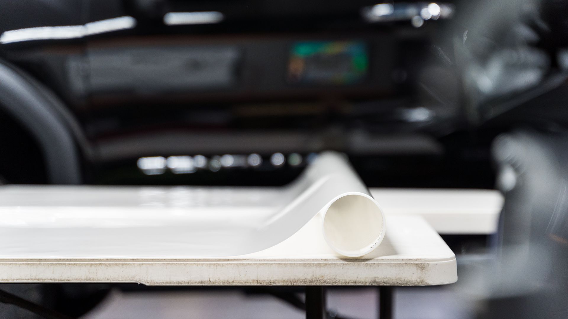 A piece of paper is sitting on top of a table.