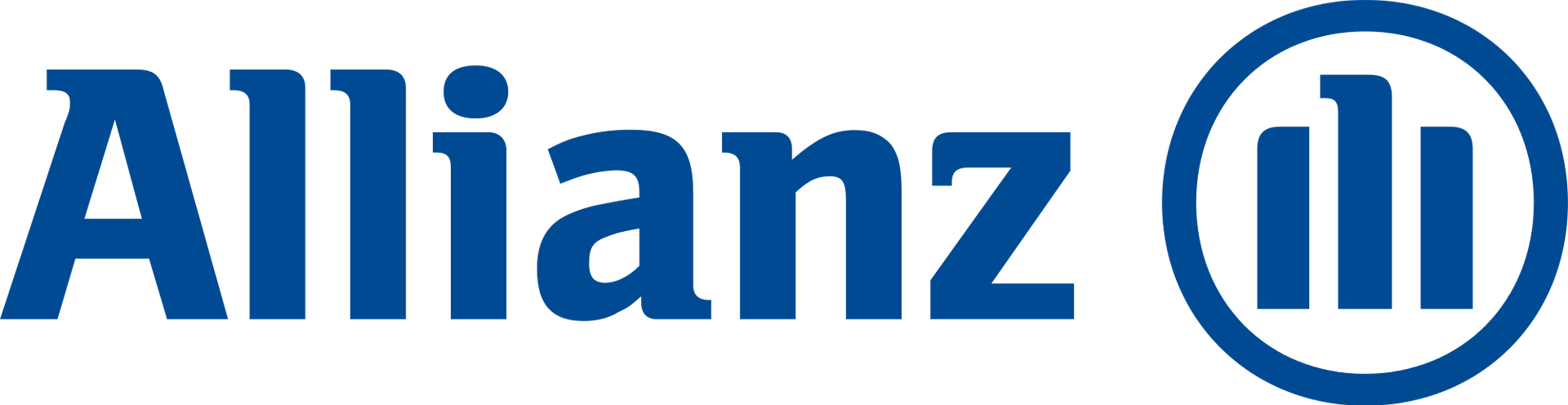 Logotipo da Allianz em azul com ícone de gráfico de barras circular