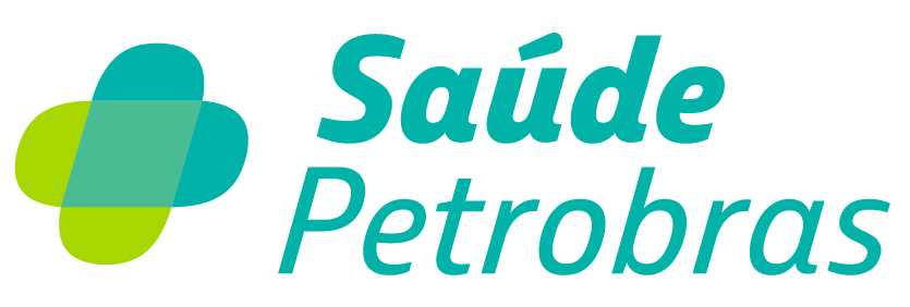 Logo “Saúde Petrobras” em verde e azul sobre fundo branco.